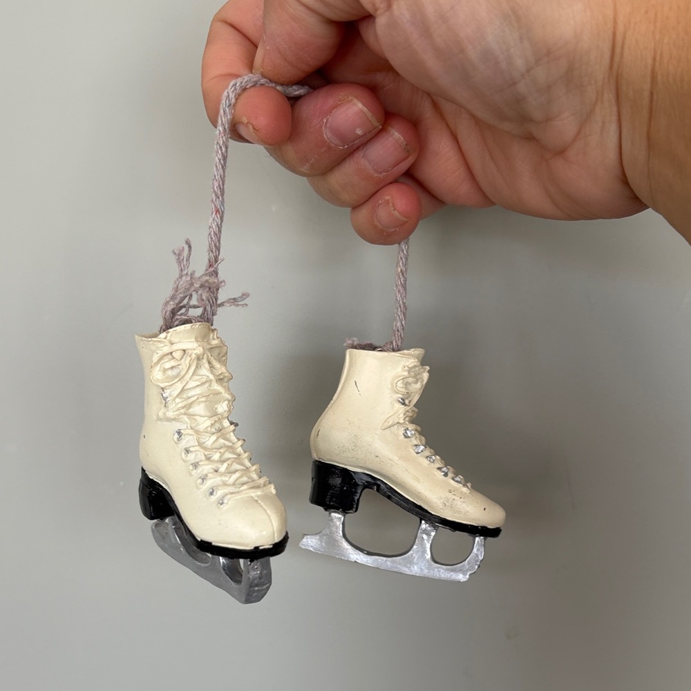 Vintage Christmas figure skates ornament